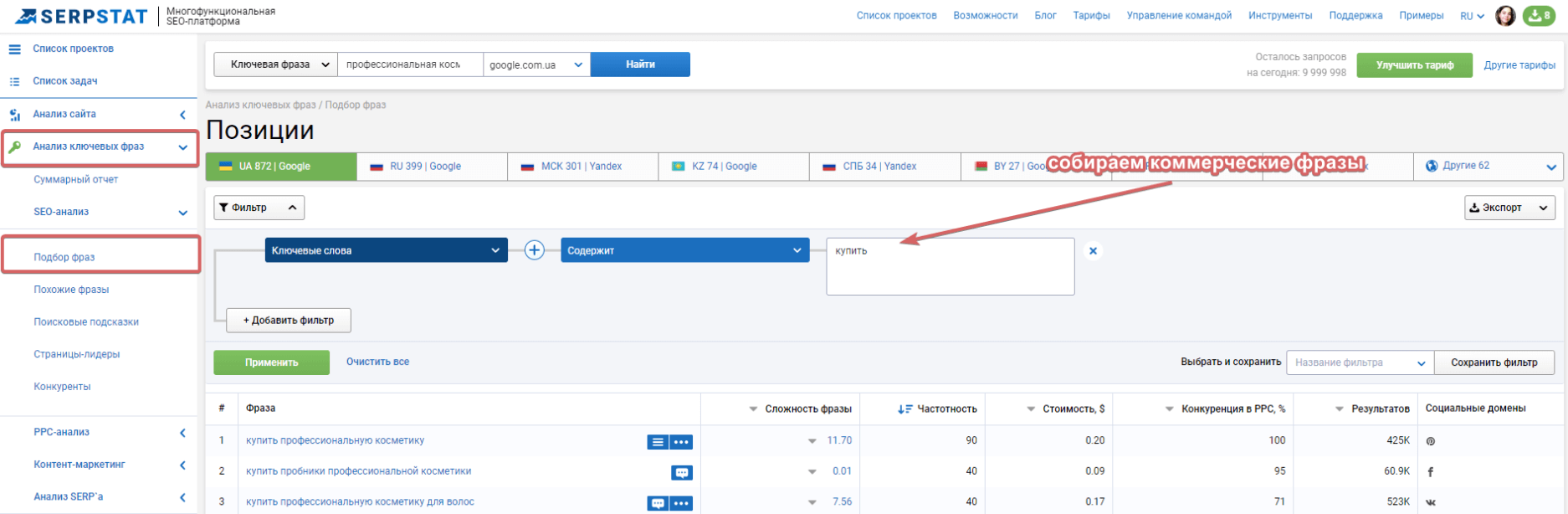 Кейс поискового продвижения интернет-магазина косметики с помощью Serpstat