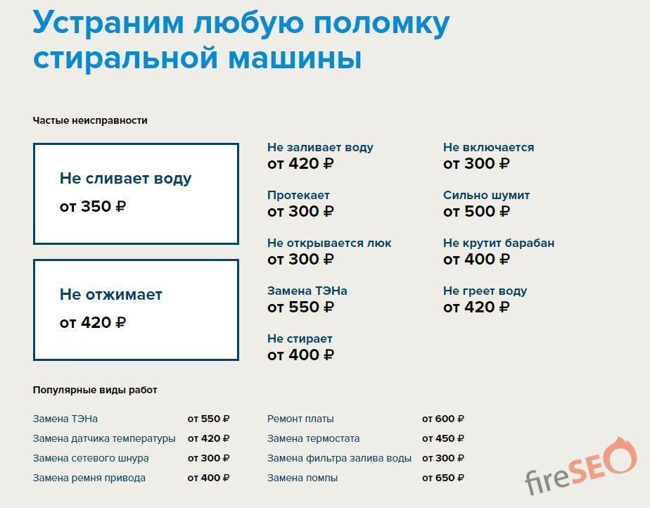 Блок с проблемами стиральных машин